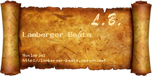 Lamberger Beáta névjegykártya